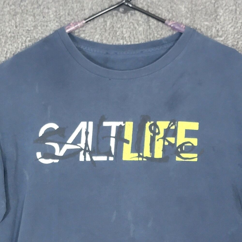 Salt Life T-Shirt Mens Medium Blue Acid Wash Short Sleeve Crewneck